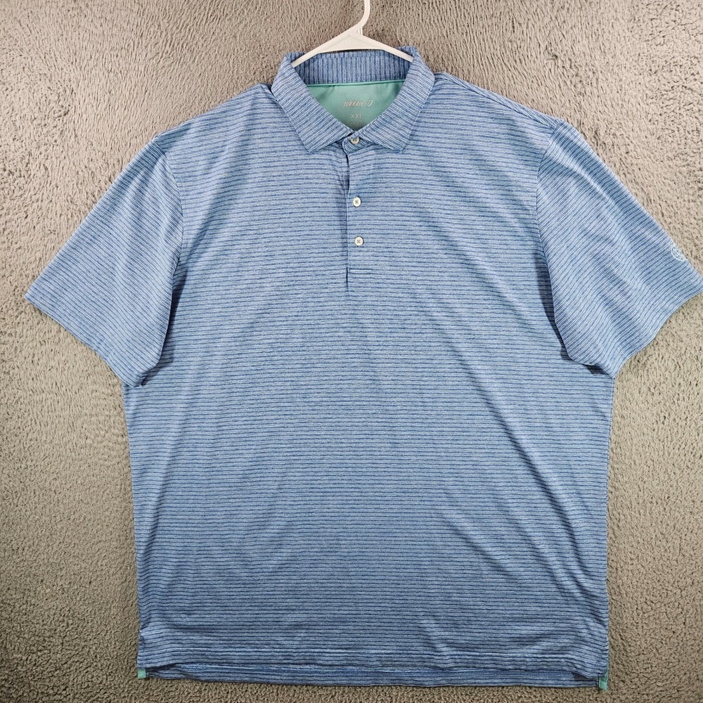 Johnnie-O Mens XXL Blue Striped Performance Polo New Seabury Cape Cod Golf Shirt - Picture 2 of 10